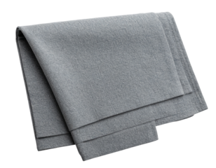 Folded Gray Fabric with Soft Textile Texture, isolated on transparent background PNG