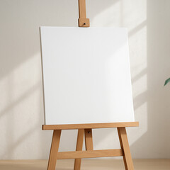 wooden easel with blank canvas