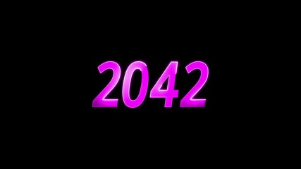 neon 2042 text animation. 2042 neon line text. Neon animation background greetings happy new year 2042.