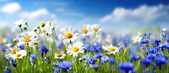 Fototapeta premium Wildflower Meadow Under a Sunny Sky