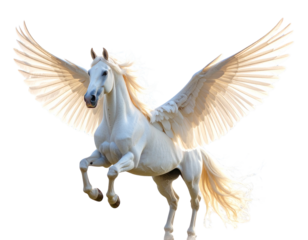 Firefly_A white Pegasus in flight isolated on transparent background