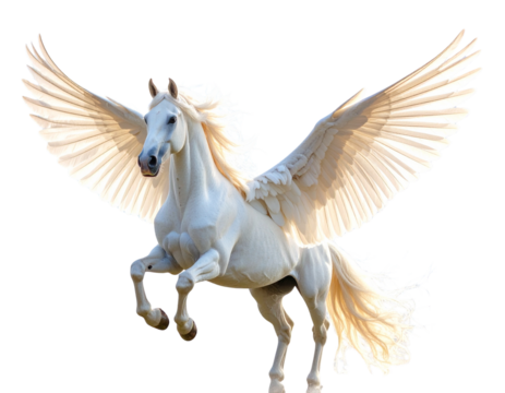 Firefly_A white Pegasus in flight isolated on transparent background