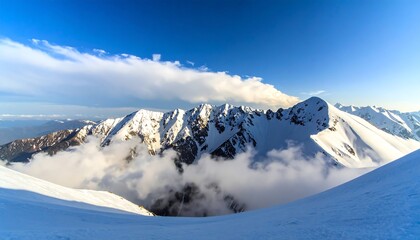 Snow-capped mountain range panorama