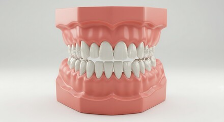 Obraz premium ​A clear aligner dental model shown against a white background for orthodontic advertising and educational use