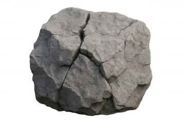 Cracking rock isolated on transparent background, representing concepts of geology, nature, and strength
