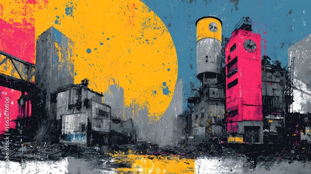 Aufkleber a bustling futuristic cityscape with towering skyscrapers illuminated billboards and neon lights cre