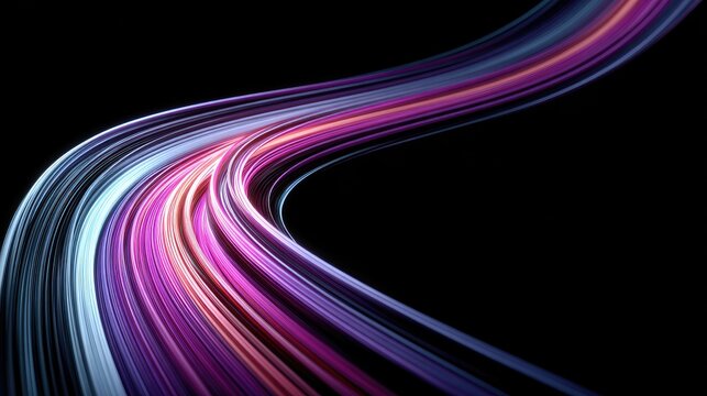 Abstract swirling lines of vibrant color on black background