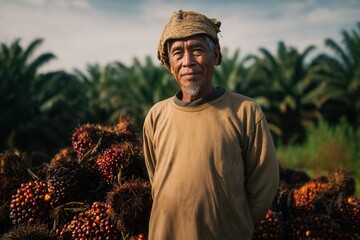 The heart of Indonesia's agriculture, a portrait of a palm oil harvester.