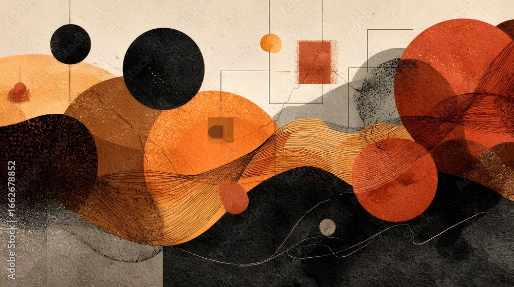 Aufkleber a captivating abstract artwork featuring a dynamic arrangement of geometric shapes curves and vibran