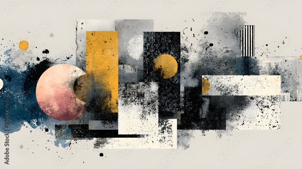 Aufkleber a captivating abstract artwork featuring a dynamic arrangement of geometric shapes vibrant colors an