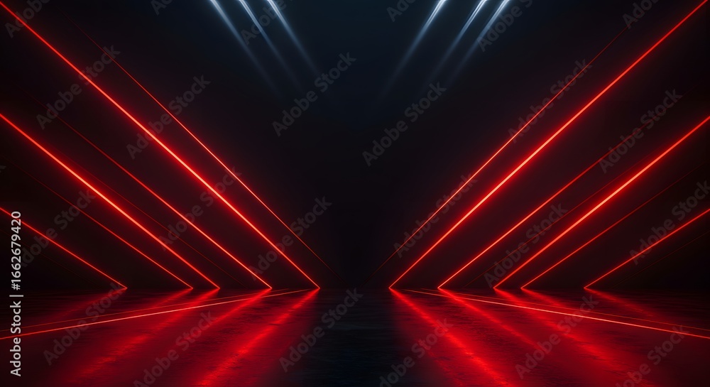 Poster futuristic abstract background with neon lights and geometric shapes creating a modern and dynamic d