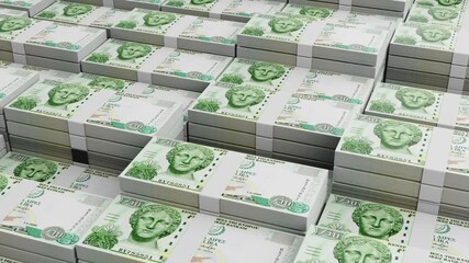 Cyprus 10 Euro Banknote Horizontal 3D Animation - Finance and Currency Concept - Powered by Adobe