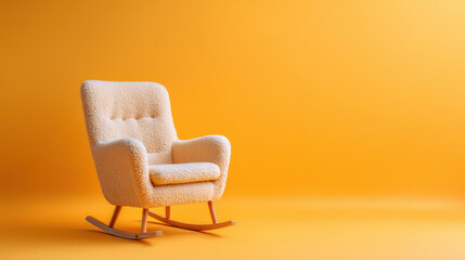 cozy rocking chair in scandinavian style sits elegantly against clean monochromatic backdrop