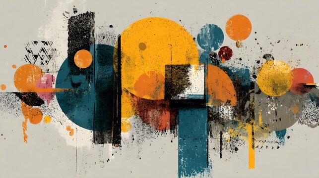 A captivating abstract artwork featuring a harmonious blend of bold colors geometric shapes and expressive brushstrokes creating a visually striking and emotionally resonant composition