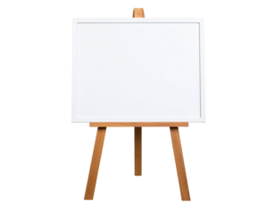 Firefly_Blank white frame sign with wooden legs, perfect for advertising your business, isola