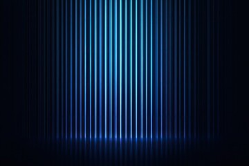 Dark stage lit by vertical blue neon lines