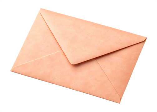 Closed Peach Colored Envelope on Transparent Background mail letter isolated on a transparent background