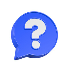 Blue circular icon with a white question mark symbol for help, information, or FAQs