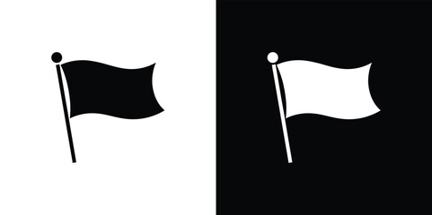 Isolated Black And White Flag Icon Displayed On Contrasting Backgrounds