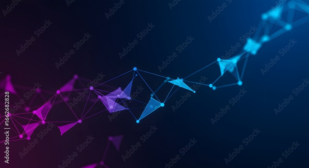 Fototapete abstract network connection structure with blue and purple gradient color for technology background