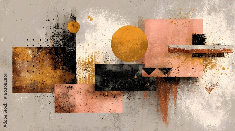 Aufkleber a captivating abstract composition featuring a harmonious blend of geometric shapes earthy tones and