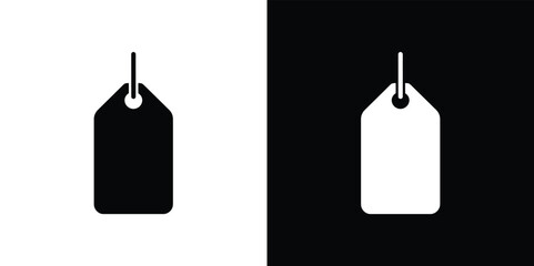 Isolated Dual Tone Price Tags Black and White Label with Hanging String