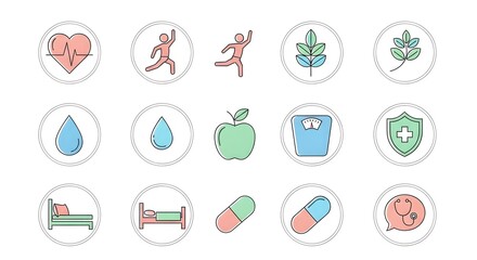 Healthy Lifestyle Icons Set