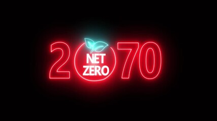 Net zero environment sustainable concept with 2070 year changing. Sustainable development and business concept. Net zero and eco friendly symbol stamp and stamping impact isolated animation.