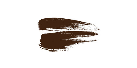 Abstract Brown Paint Brush Stroke on White Isolated Horizontal Background