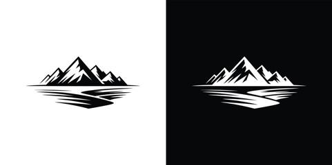 Mountain Peaks with Water, on Split Background Design