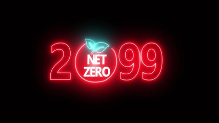 Net zero environment sustainable concept with 2099 year changing. Sustainable development and business concept. Net zero and eco friendly symbol stamp and stamping impact isolated animation.