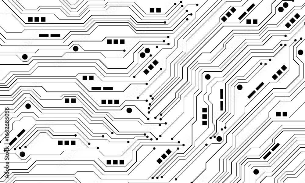 Poster abstract black circuit board technology connected lines electronics elements computer motherboard ch
