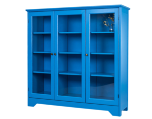 Firefly_Blue display cabinet with glass doors and shelves modern storage furniture for living
