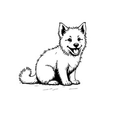 A delightful canine friend, cute dog sitting, a charming illustration, a vector drawing showcasing