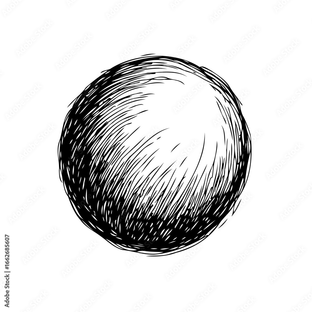 Poster abstract sketched orb with dynamic shading creating a sense of depth and dimension artistic