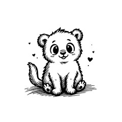 Adorable fluffy cartoon creature illustration radiating cuteness featuring hearts suitable for