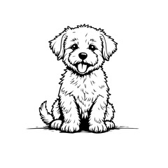 Adorable puppy illustration with a fluffy coat and happy expression perfect for pet-themed