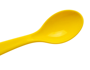 Simple Yellow Spoon Front View, isolated on transparent background PNG