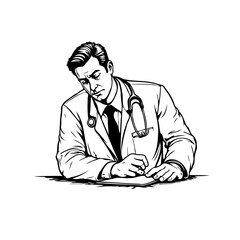 Attentive healthcare professional meticulously documenting patient information with focused