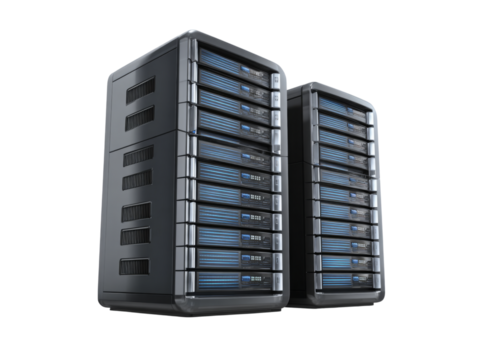 Modern data center servers network technology storage, Isolated On White Background, Png Transparent