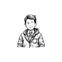 Charming illustration depicting a young boy with a warm smile showcasing classic style and