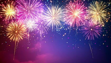 Spectacular Fireworks Display Vibrant Colors Illuminating the Night Sky