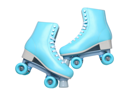 Pair of Blue Roller Skates Side by Side, Top-Down Flat Lay, isolated on transparent background PNG