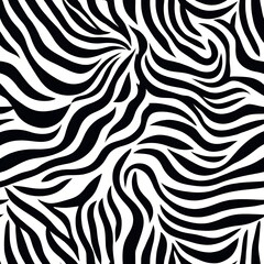 Obraz premium Black and white abstract seamless pattern with geometric and floral lines