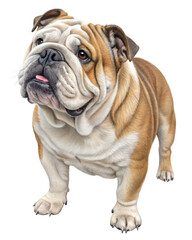 cute english bulldog puppy isolated on transparent background
