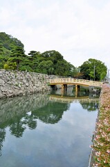 Fototapeta premium 徳島城 石垣と堀川と数寄屋橋 