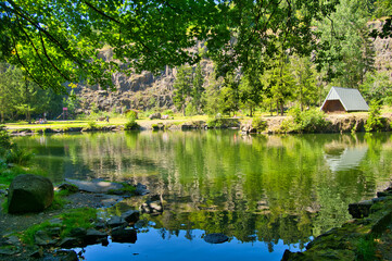 Fototapeta premium Bergsee Ebertswiese bei seligenthal in Thüringen
