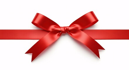 Red Ribbon and Bow Isolated on White
