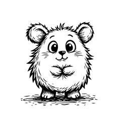 Ink drawn whimsical creature with expressive eyes offering a playful charm ideal for children's