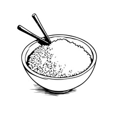 Minimalistic rice bowl with chopsticks a classic culinary illustration asian cuisine and staple